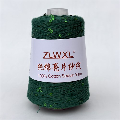 Микропайетки 3 мм на хлопке | Зелёный с зелёными пайетками, 100 гр. P91