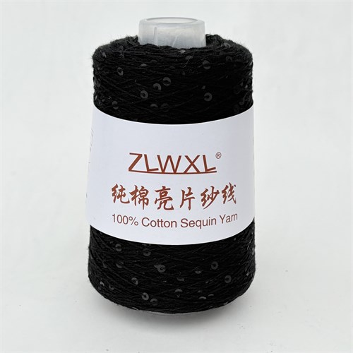 Микропайетки 3 мм на хлопке | Чёрный с чёрными матовыми пайетками, 100 гр. P41