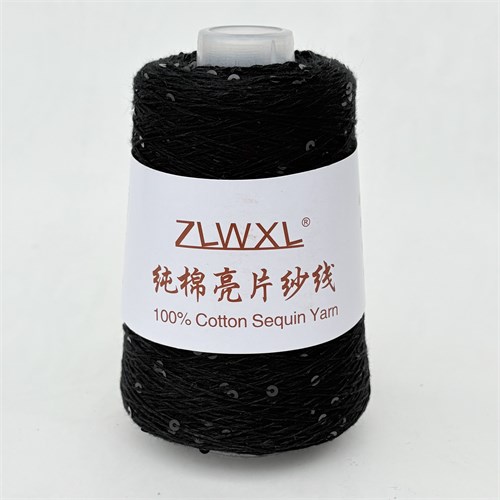 Микропайетки 3 мм на хлопке | Чёрный с чёрными пайетками , 100 гр. P39