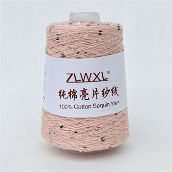 Микропайетки 3 мм на хлопке | Кремово-розовый с золотыми пайетками, 100 гр. P01