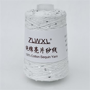 Микропайетки 3 мм на хлопке | Белый с серебристыми пайетками, 100 гр. P22