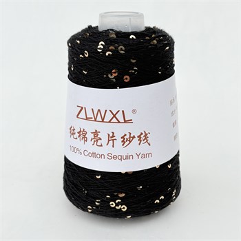 Микропайетки 3 мм на хлопке | Чёрный с золотыми пайетками , 100 гр. P56