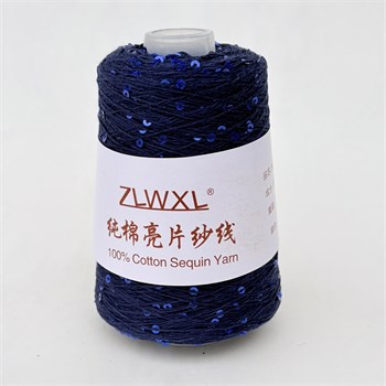 Микропайетки 3 мм на хлопке | Тёмно-синий с синими пайетками, 100 гр. P63