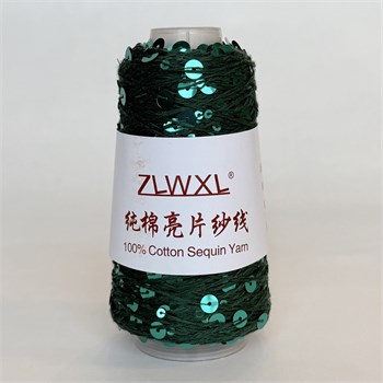 Королевские пайетки на хлопке | Зелёный с зелёными пайетками, 50 гр. Z46